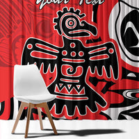 Personalized Canada Haida Eagle Window Curtain Red Style - Wonder Print Shop