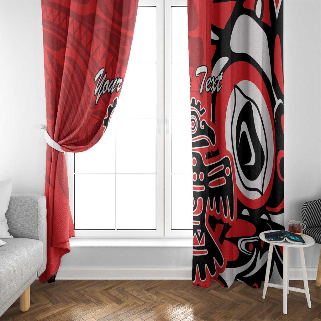 Personalized Canada Haida Eagle Window Curtain Red Style - Wonder Print Shop