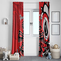 Personalized Canada Haida Eagle Window Curtain Red Style - Wonder Print Shop