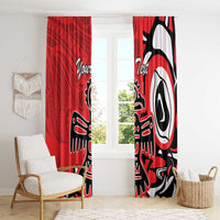 Personalized Canada Haida Eagle Window Curtain Red Style - Wonder Print Shop