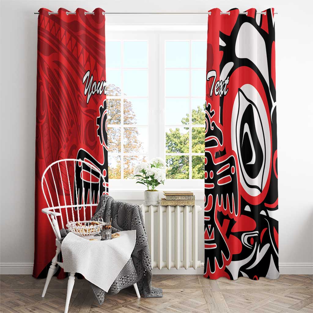 Personalized Canada Haida Eagle Window Curtain Red Style - Wonder Print Shop