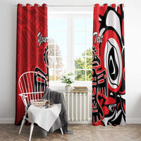 Personalized Canada Haida Eagle Window Curtain Red Style - Wonder Print Shop