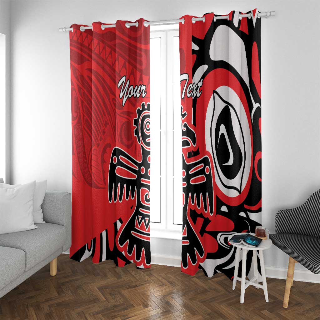 Personalized Canada Haida Eagle Window Curtain Red Style - Wonder Print Shop