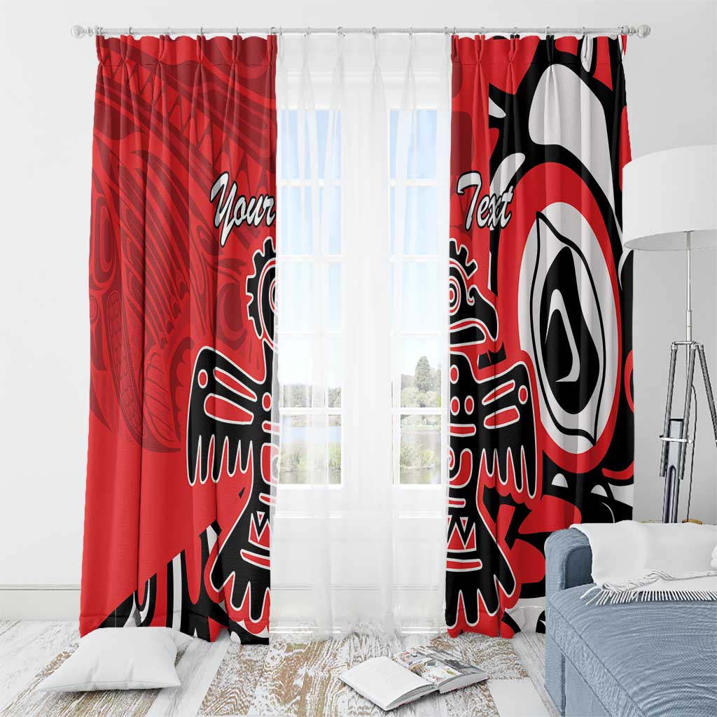 Personalized Canada Haida Eagle Window Curtain Red Style - Wonder Print Shop