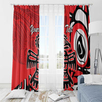 Personalized Canada Haida Eagle Window Curtain Red Style - Wonder Print Shop