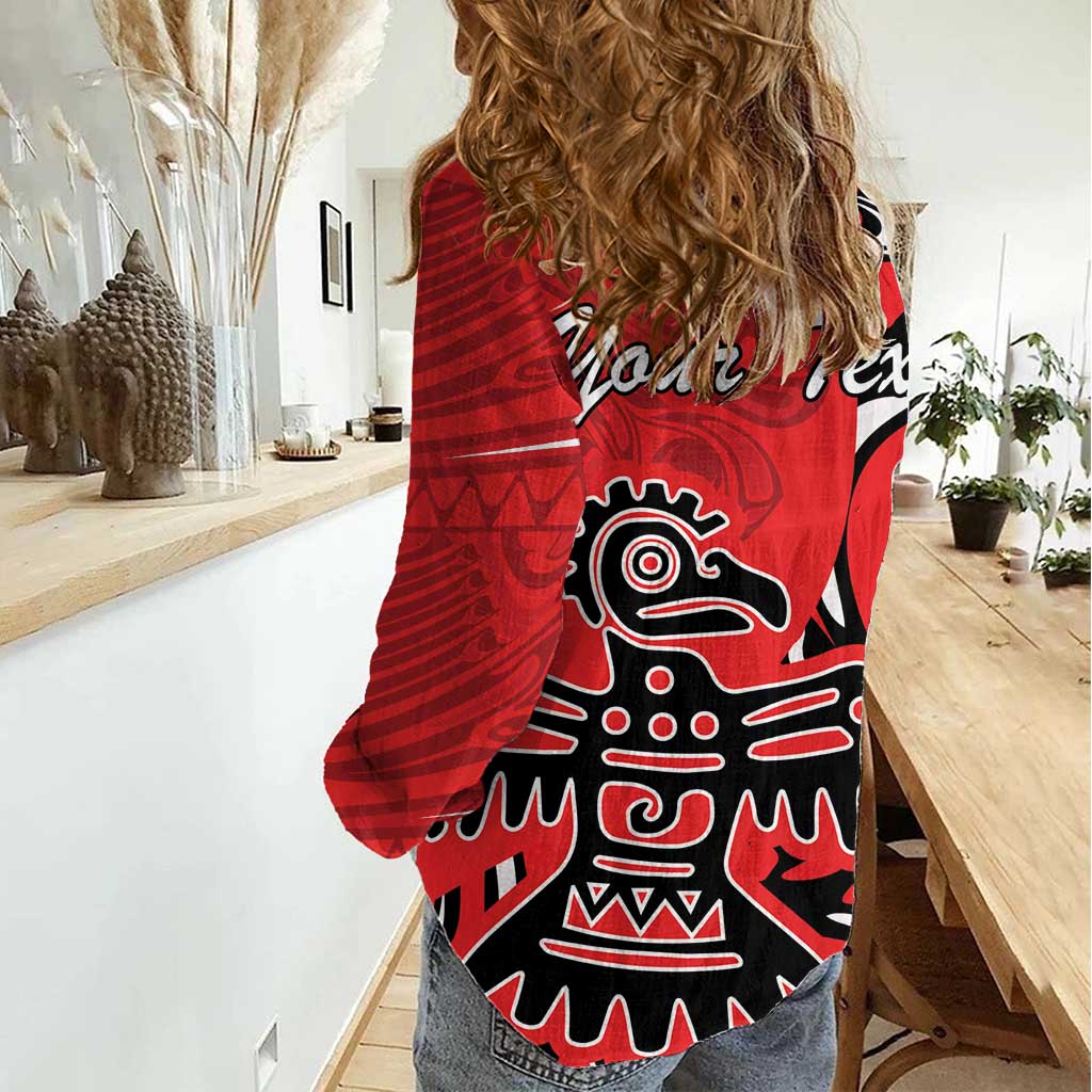 Personalized Canada Haida Eagle Women Casual Shirt Red Style - Wonder Print Shop