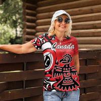 Personalized Canada Haida Eagle Women Polo Shirt Red Style - Wonder Print Shop