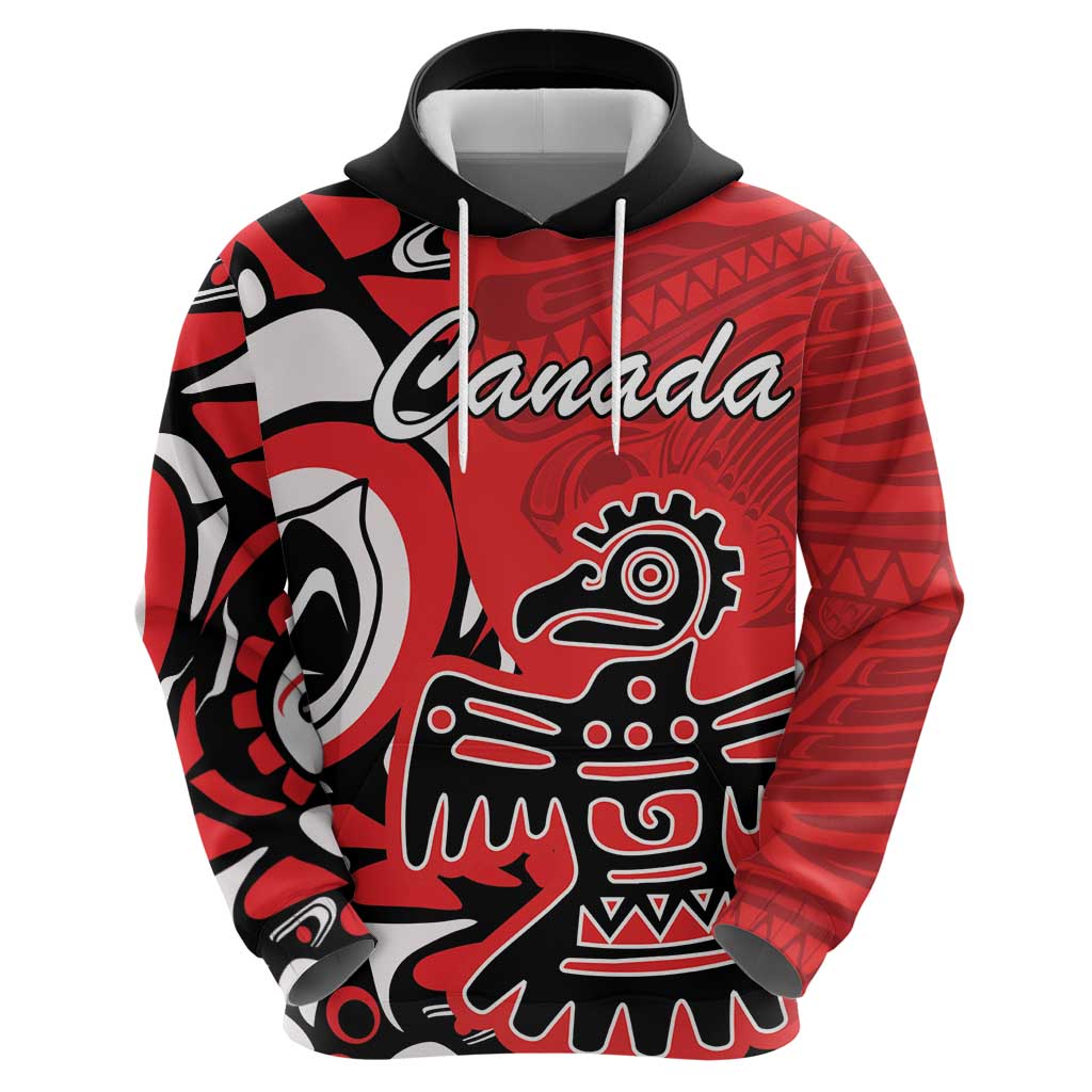 Personalized Canada Haida Eagle Zip Hoodie Red Style - Wonder Print Shop