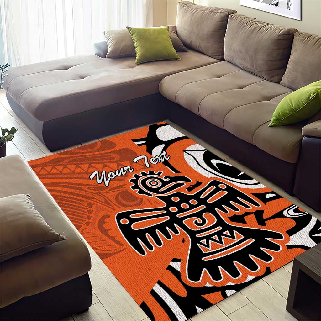 Personalized Canada Haida Eagle Area Rug Orange Style - Wonder Print Shop