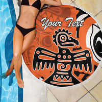 Personalized Canada Haida Eagle Beach Blanket Orange Style - Wonder Print Shop