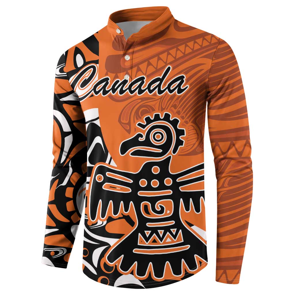 Personalized Canada Haida Eagle Button Sweatshirt Orange Style - Wonder Print Shop