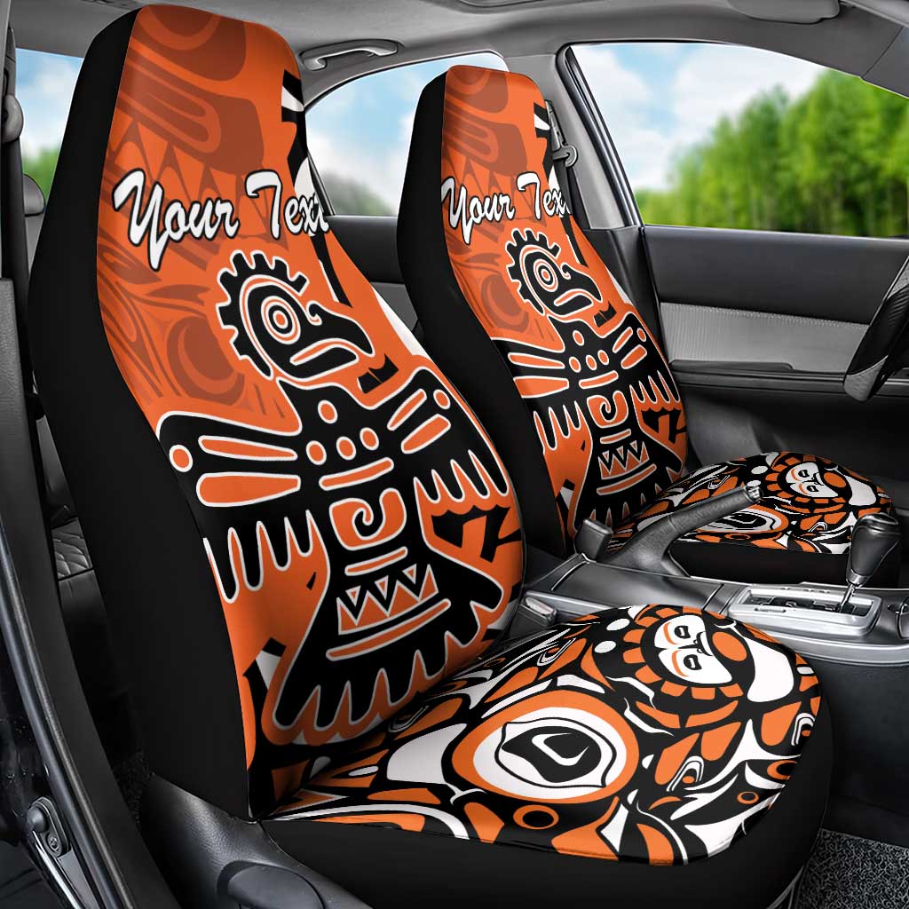 Personalized Canada Haida Eagle Car Seat Cover Orange Style - Wonder Print Shop