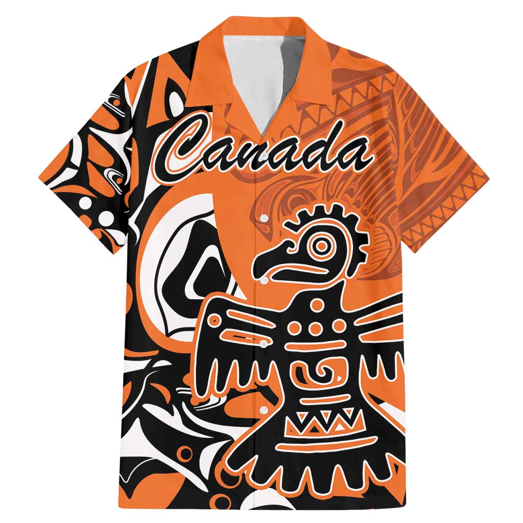 Personalized Canada Haida Eagle Family Matching Mermaid Dress and Hawaiian Shirt Orange Style - Wonder Print Shop