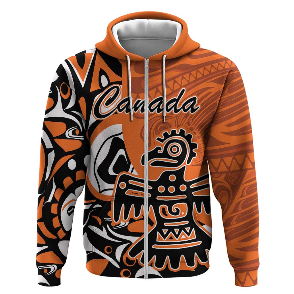 Personalized Canada Haida Eagle Hoodie Orange Style - Wonder Print Shop