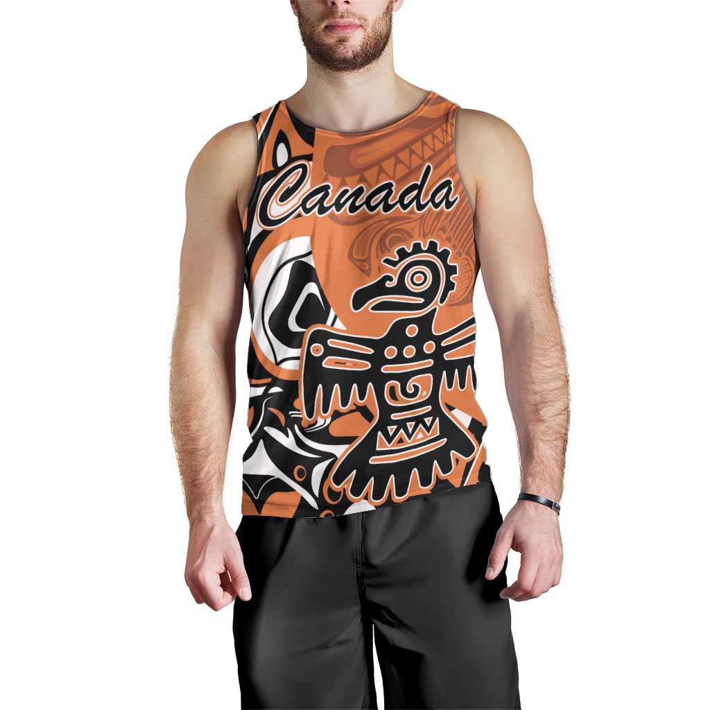 Personalized Canada Haida Eagle Men Tank Top Orange Style - Wonder Print Shop