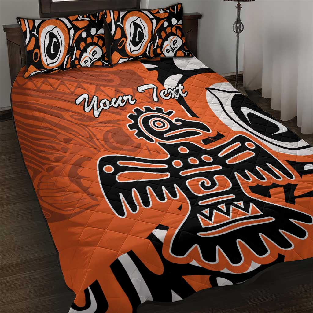 Personalized Canada Haida Eagle Quilt Bed Set Orange Style - Wonder Print Shop
