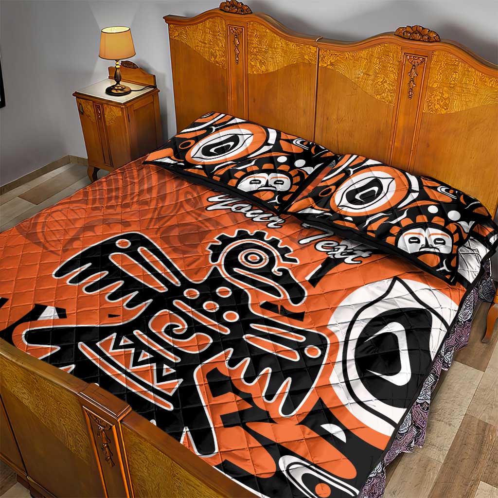 Personalized Canada Haida Eagle Quilt Bed Set Orange Style - Wonder Print Shop