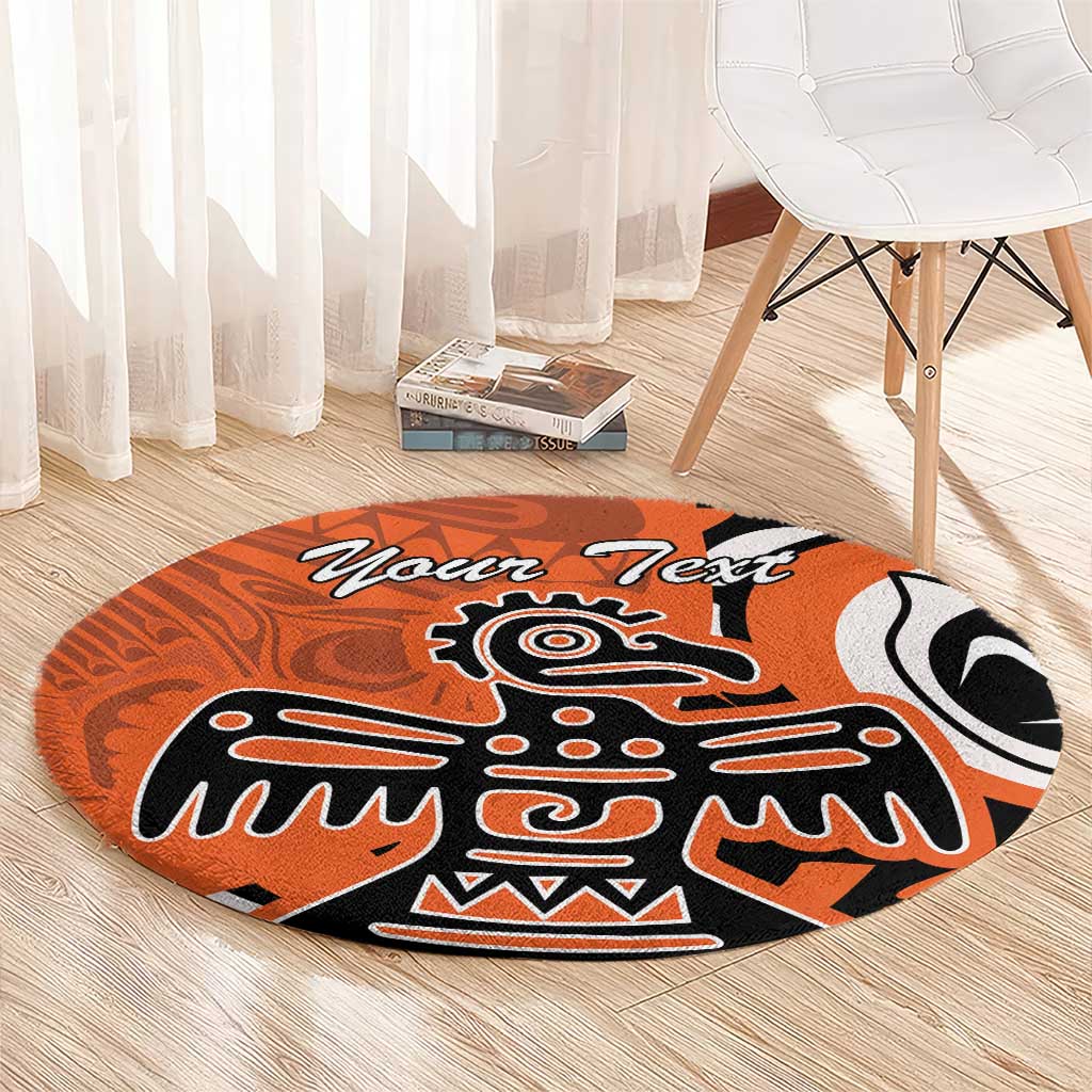 Personalized Canada Haida Eagle Round Carpet Orange Style
