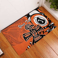 Personalized Canada Haida Eagle Rubber Doormat Orange Style - Wonder Print Shop
