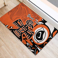 Personalized Canada Haida Eagle Rubber Doormat Orange Style - Wonder Print Shop