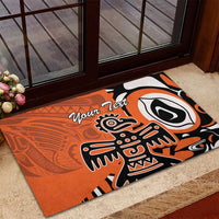 Personalized Canada Haida Eagle Rubber Doormat Orange Style - Wonder Print Shop