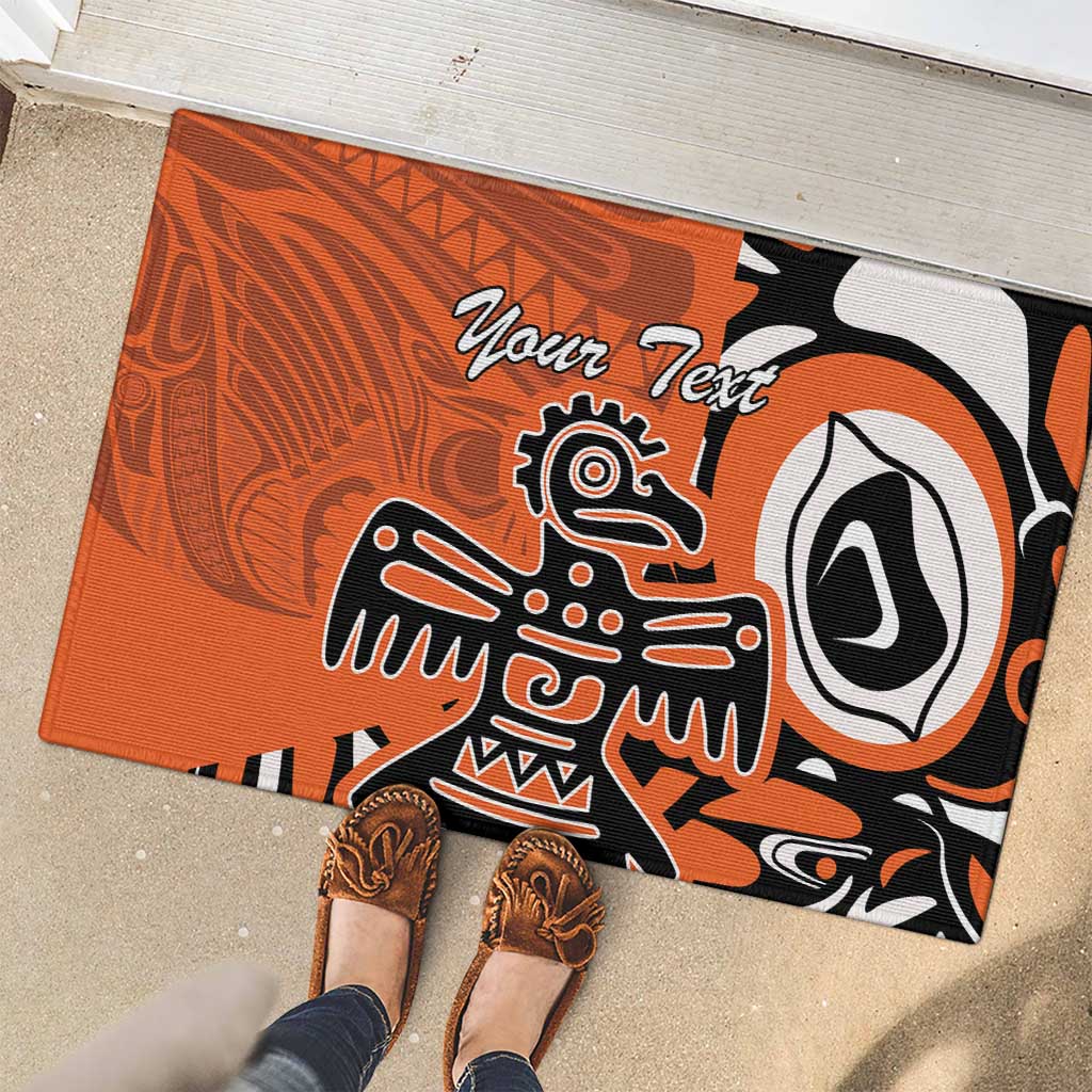 Personalized Canada Haida Eagle Rubber Doormat Orange Style - Wonder Print Shop