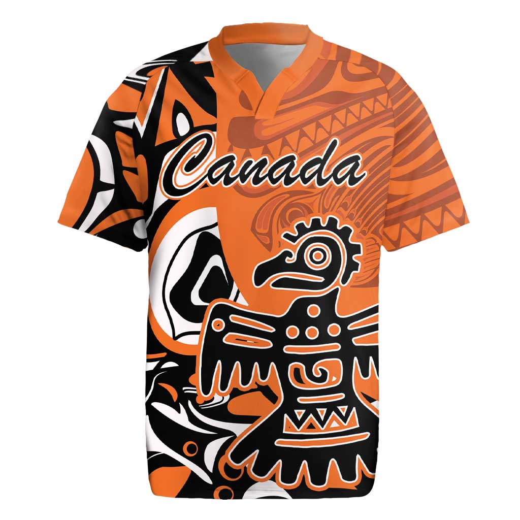 Personalized Canada Haida Eagle Rugby Jersey Orange Style - Wonder Print Shop