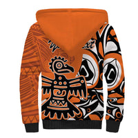Personalized Canada Haida Eagle Sherpa Hoodie Orange Style - Wonder Print Shop
