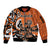 Personalized Canada Haida Eagle Sleeve Zip Bomber Jacket Orange Style - Wonder Print Shop
