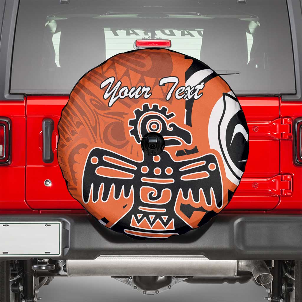 Personalized Canada Haida Eagle Spare Tire Cover Orange Style - Wonder Print Shop