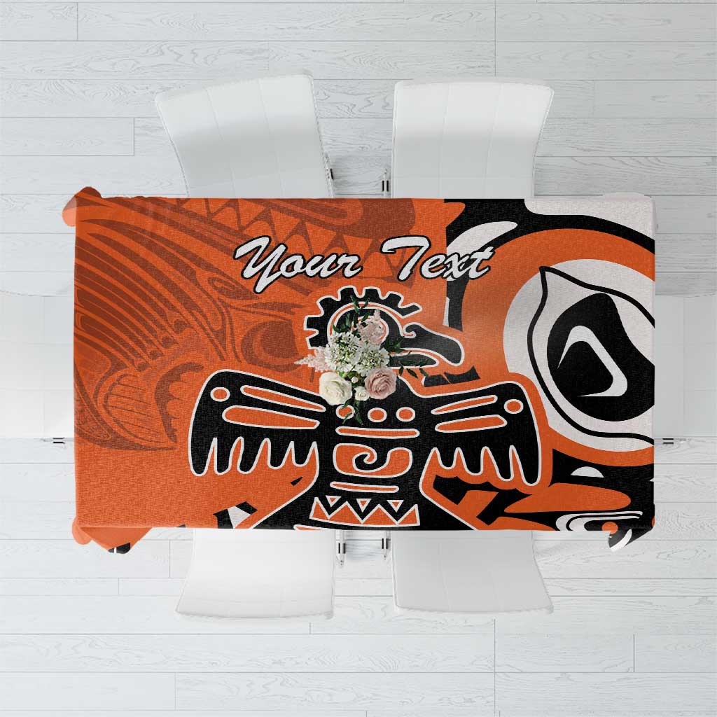 Personalized Canada Haida Eagle Tablecloth Orange Style - Wonder Print Shop