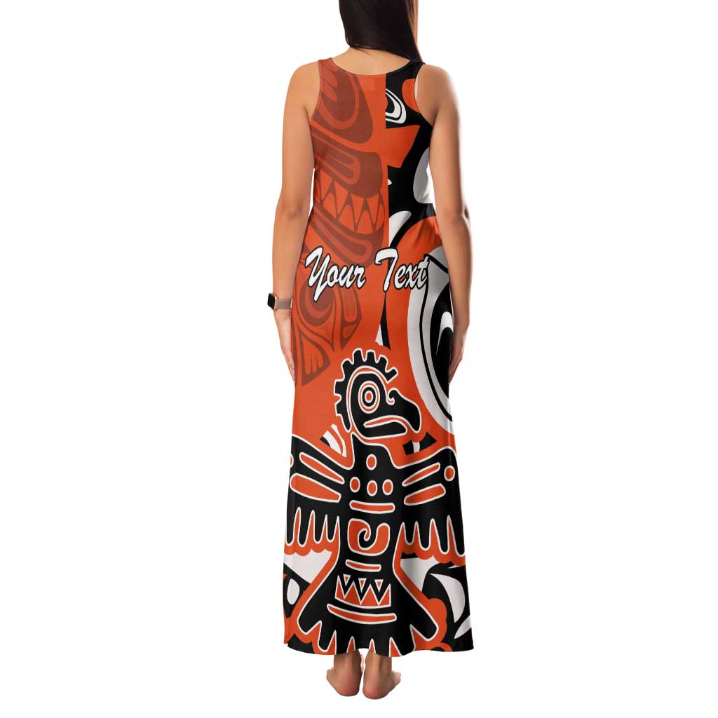 Personalized Canada Haida Eagle Tank Maxi Dress Orange Style - Wonder Print Shop