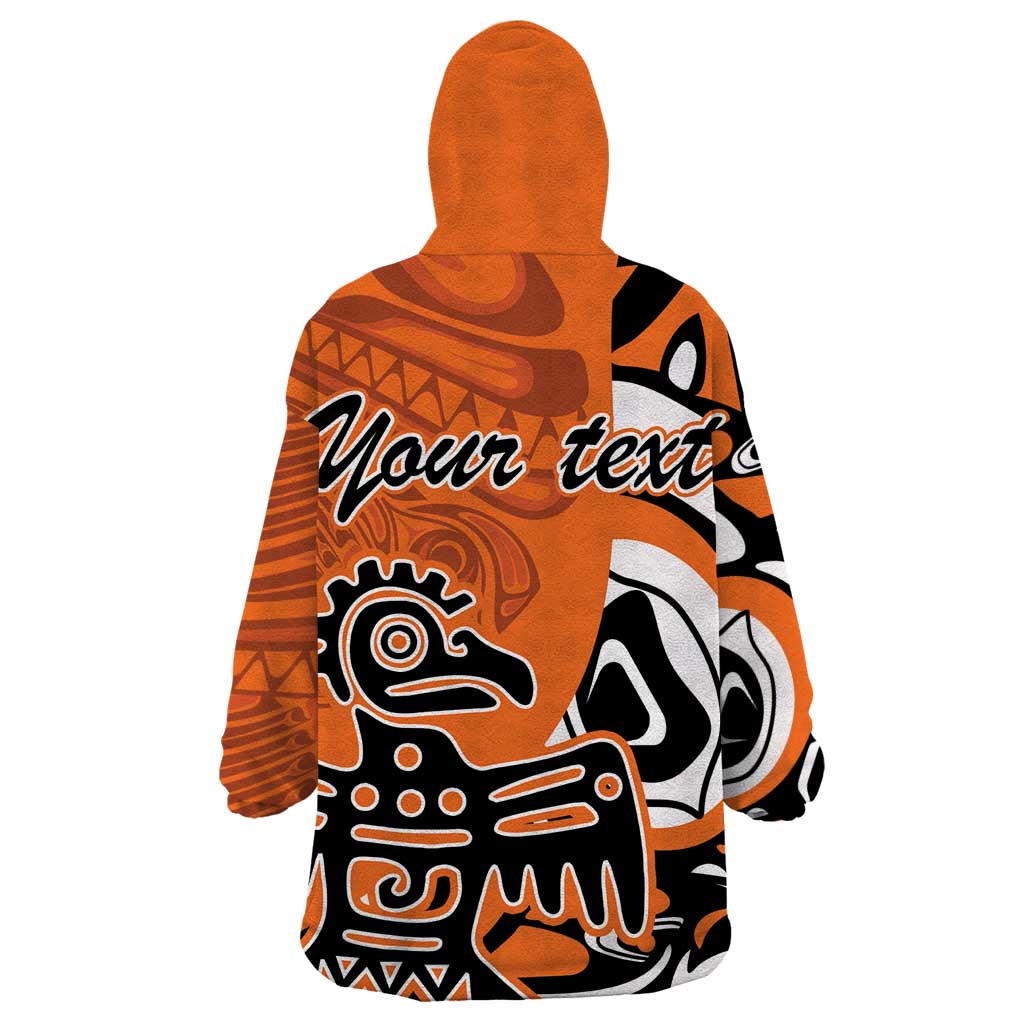 Personalized Canada Haida Eagle Wearable Blanket Hoodie Orange Style - Wonder Print Shop