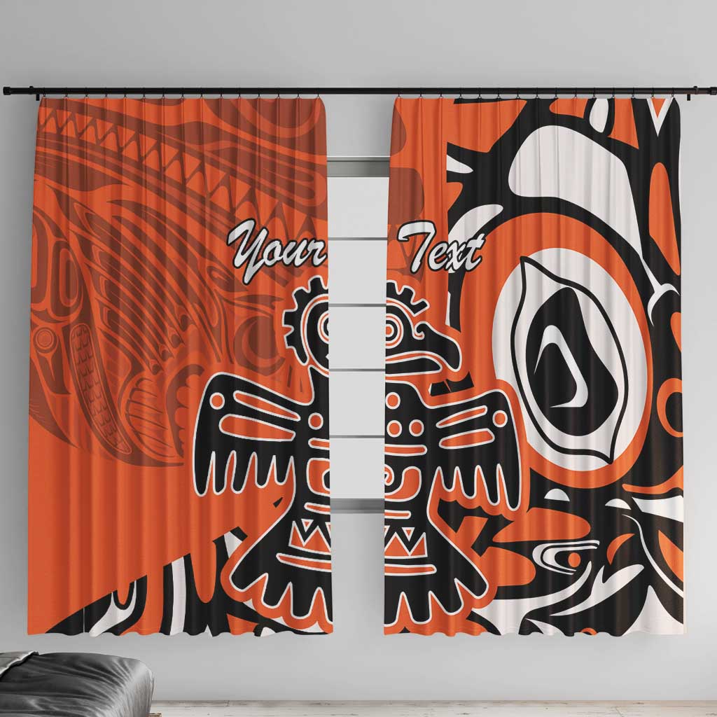 Personalized Canada Haida Eagle Window Curtain Orange Style - Wonder Print Shop