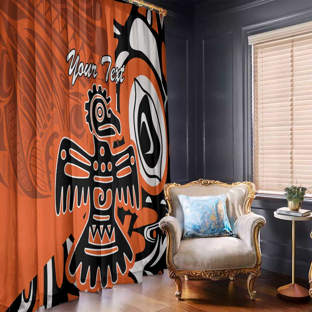 Personalized Canada Haida Eagle Window Curtain Orange Style - Wonder Print Shop
