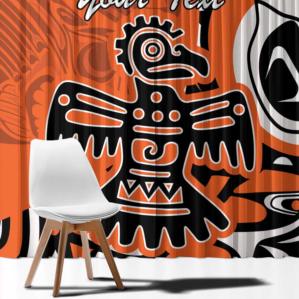 Personalized Canada Haida Eagle Window Curtain Orange Style - Wonder Print Shop