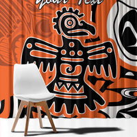 Personalized Canada Haida Eagle Window Curtain Orange Style - Wonder Print Shop