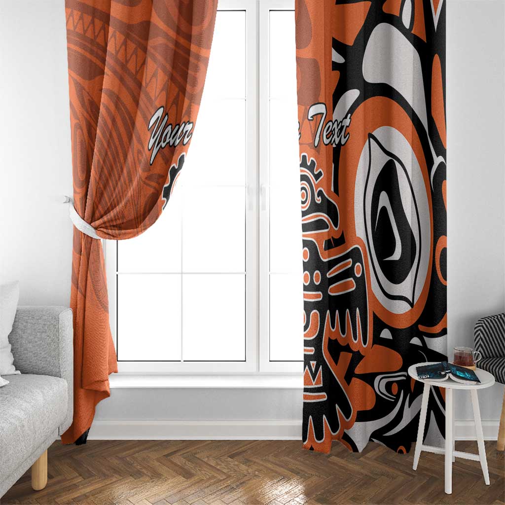 Personalized Canada Haida Eagle Window Curtain Orange Style - Wonder Print Shop