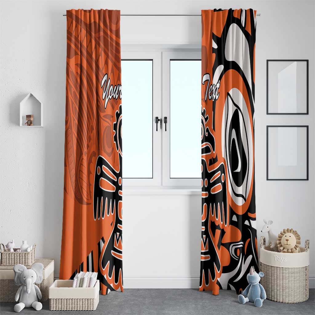 Personalized Canada Haida Eagle Window Curtain Orange Style - Wonder Print Shop
