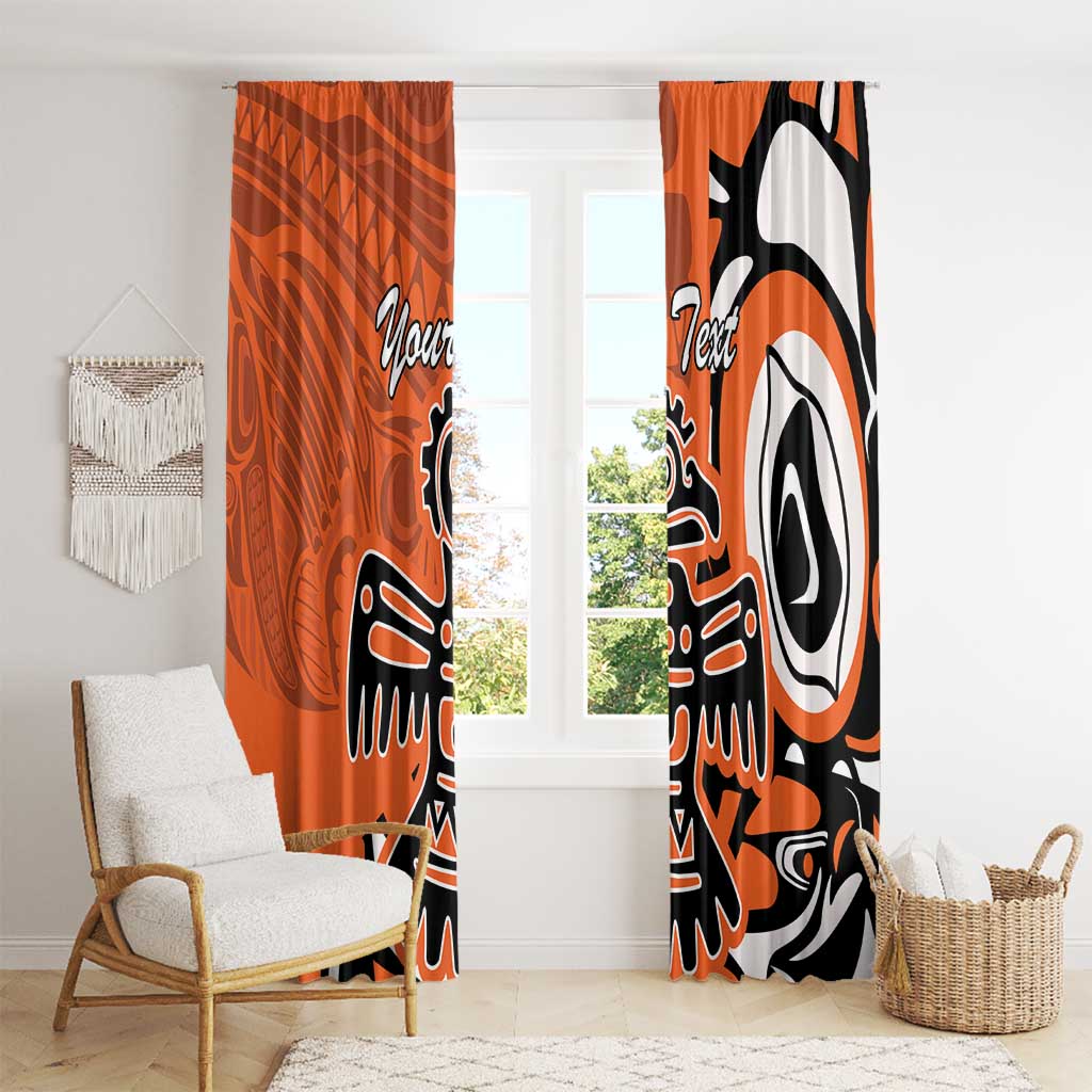 Personalized Canada Haida Eagle Window Curtain Orange Style - Wonder Print Shop