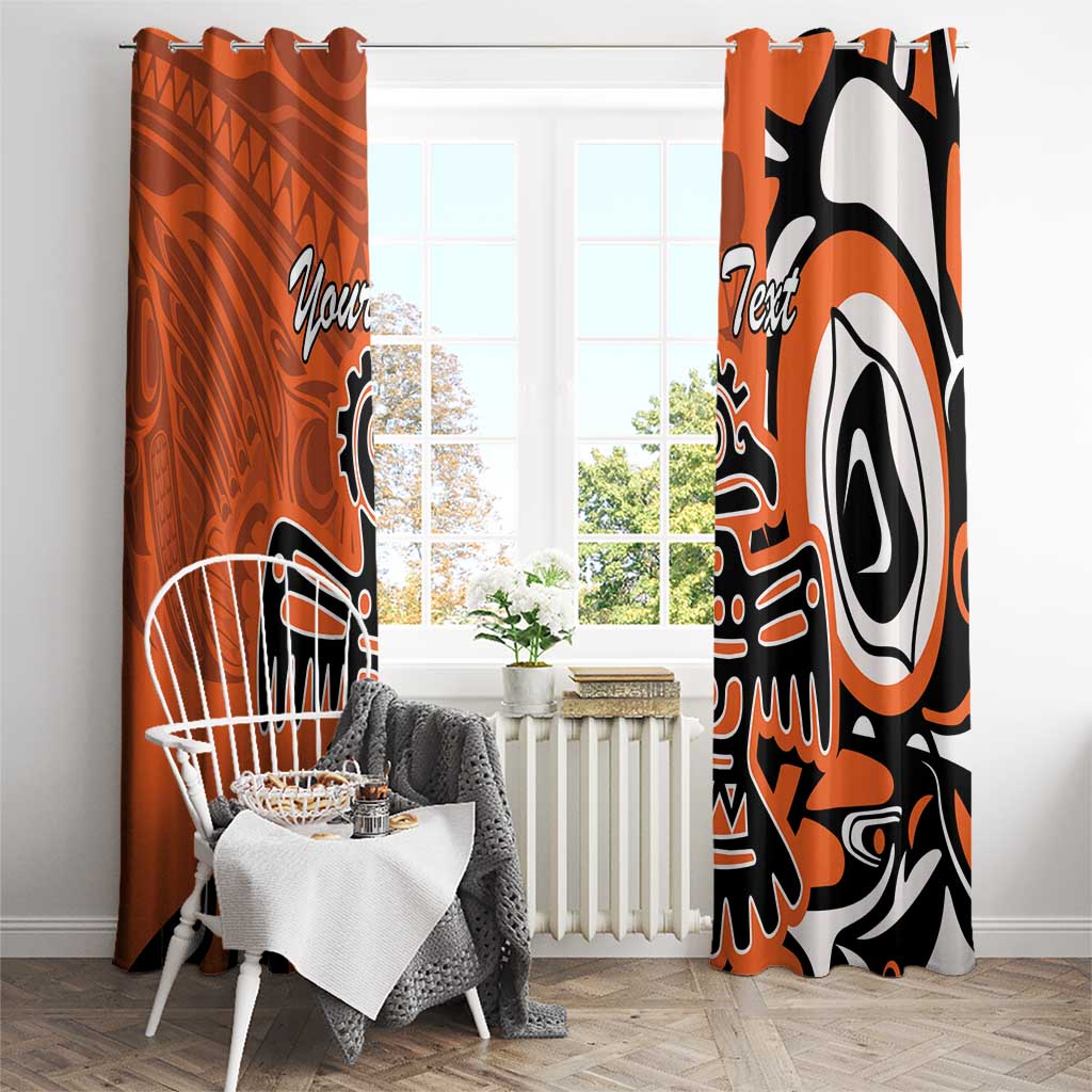 Personalized Canada Haida Eagle Window Curtain Orange Style - Wonder Print Shop