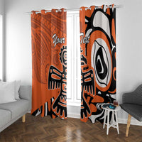 Personalized Canada Haida Eagle Window Curtain Orange Style - Wonder Print Shop