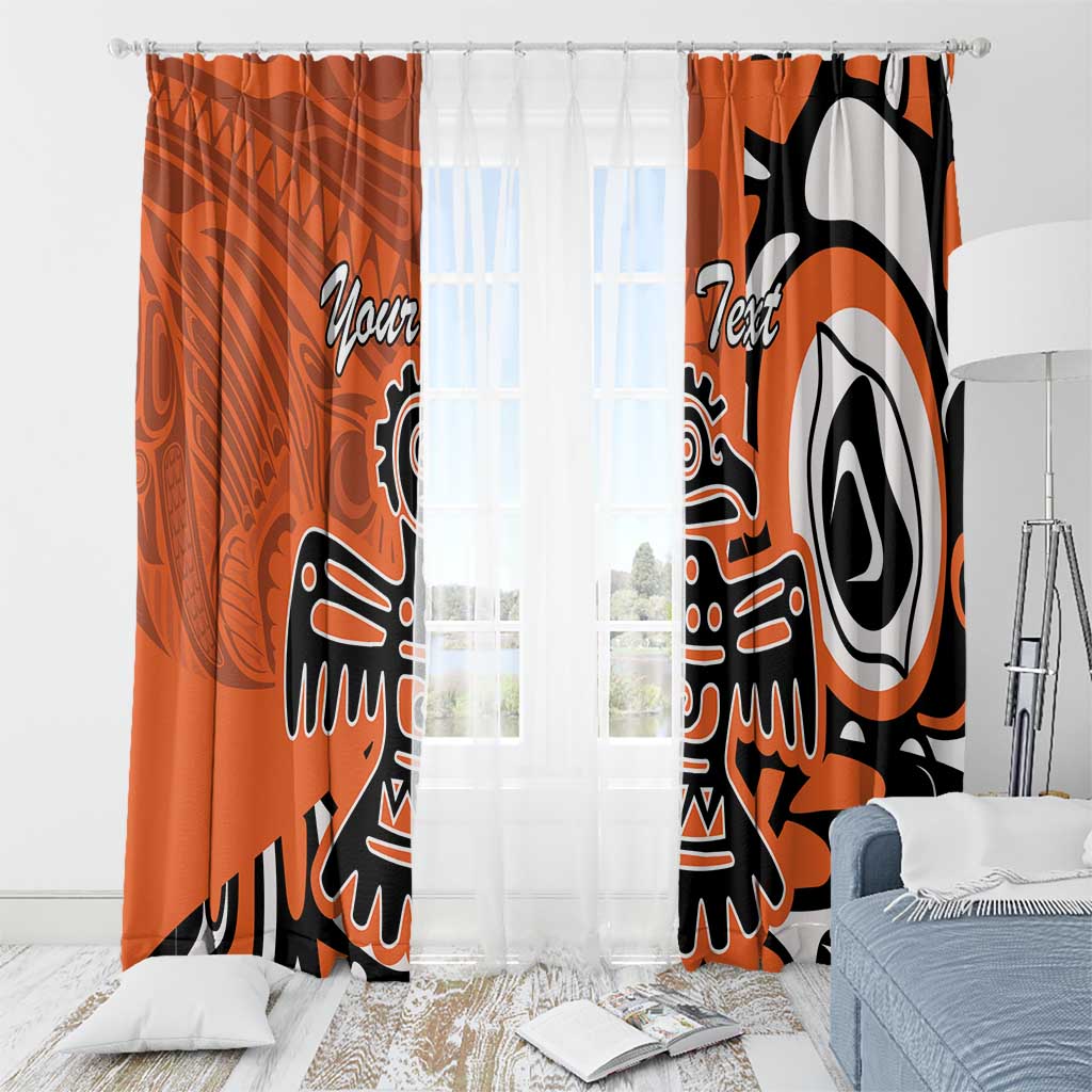 Personalized Canada Haida Eagle Window Curtain Orange Style - Wonder Print Shop
