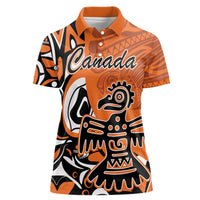 Personalized Canada Haida Eagle Women Polo Shirt Orange Style - Wonder Print Shop