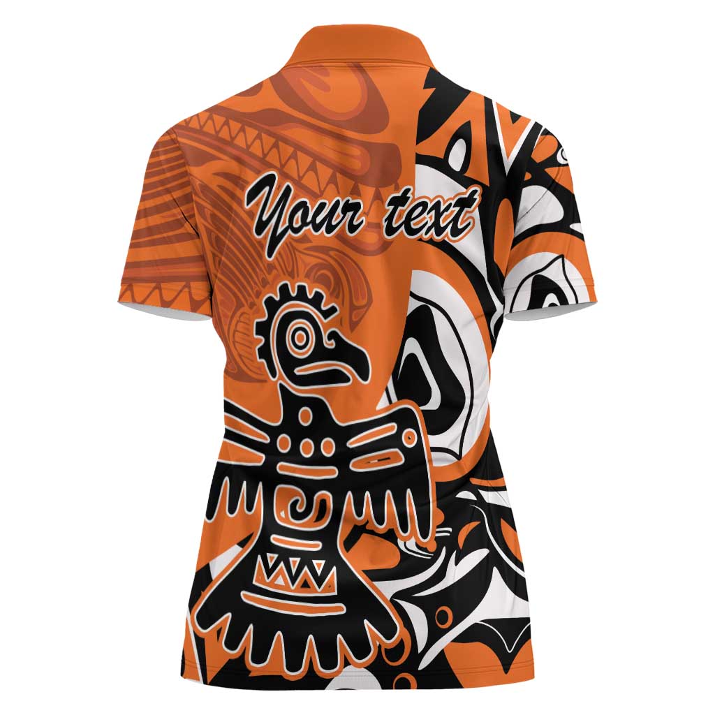 Personalized Canada Haida Eagle Women Polo Shirt Orange Style - Wonder Print Shop