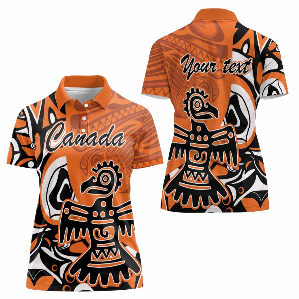 Personalized Canada Haida Eagle Women Polo Shirt Orange Style - Wonder Print Shop