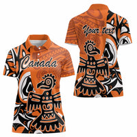 Personalized Canada Haida Eagle Women Polo Shirt Orange Style - Wonder Print Shop