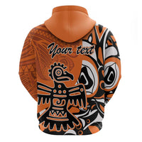 Personalized Canada Haida Eagle Zip Hoodie Orange Style - Wonder Print Shop