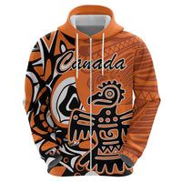 Personalized Canada Haida Eagle Zip Hoodie Orange Style - Wonder Print Shop
