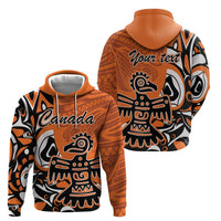 Personalized Canada Haida Eagle Zip Hoodie Orange Style - Wonder Print Shop